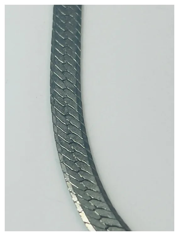 Estate Thick 14KGP Silver Herringbone Necklace - 3