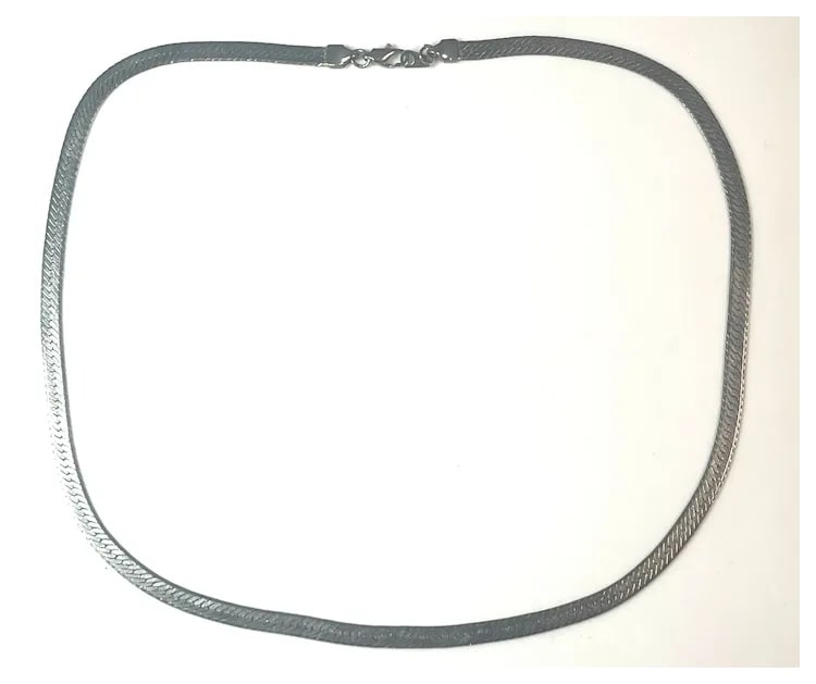 Estate Thick 14KGP Silver Herringbone Necklace - 4