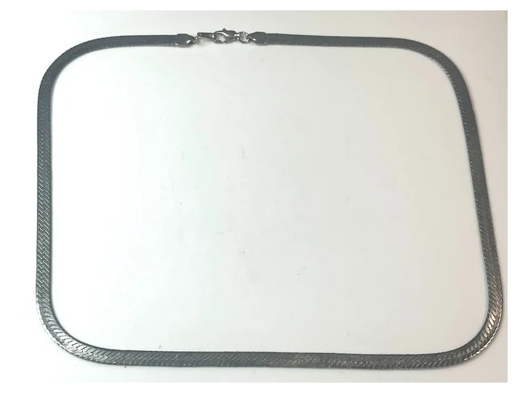 Estate Thick 14KGP Silver Herringbone Necklace - 7