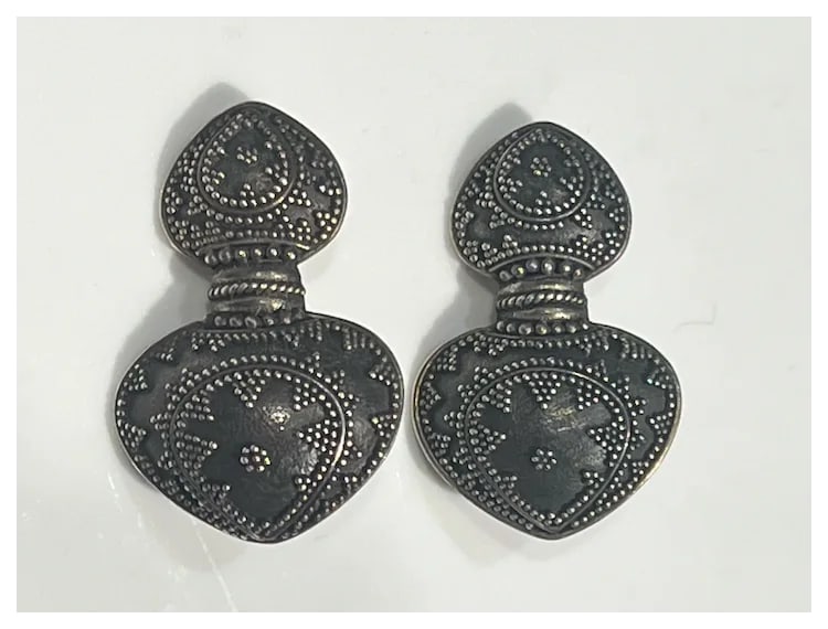 Vintage Sterling Silver Gunmetal John Hardy Clip Earrings - 3