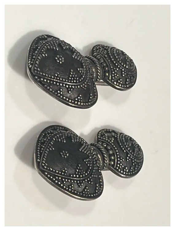 Vintage Sterling Silver Gunmetal John Hardy Clip Earrings - 4