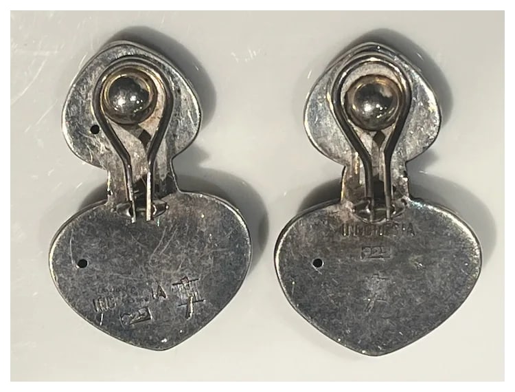 Vintage Sterling Silver Gunmetal John Hardy Clip Earrings - 5