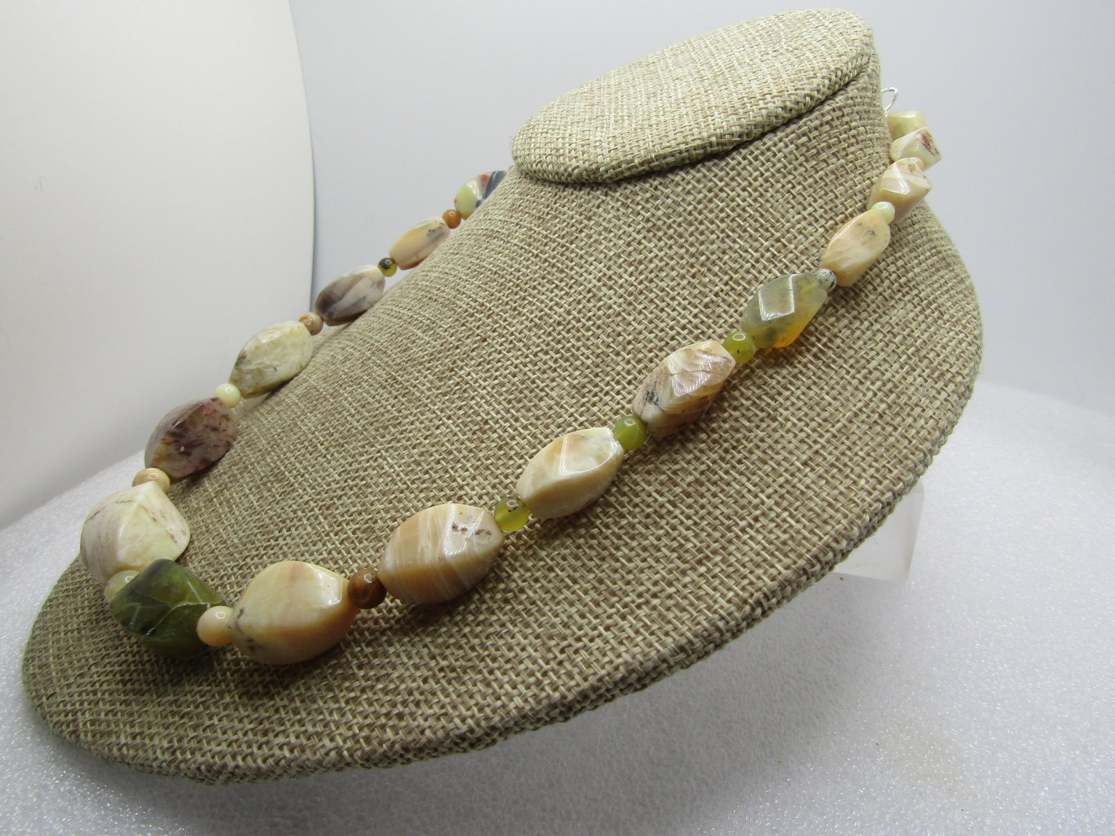 Vintage Jay King Mixed Agate Necklace, Sterling Clasp, Signed DTR, 21", 1990's - 2