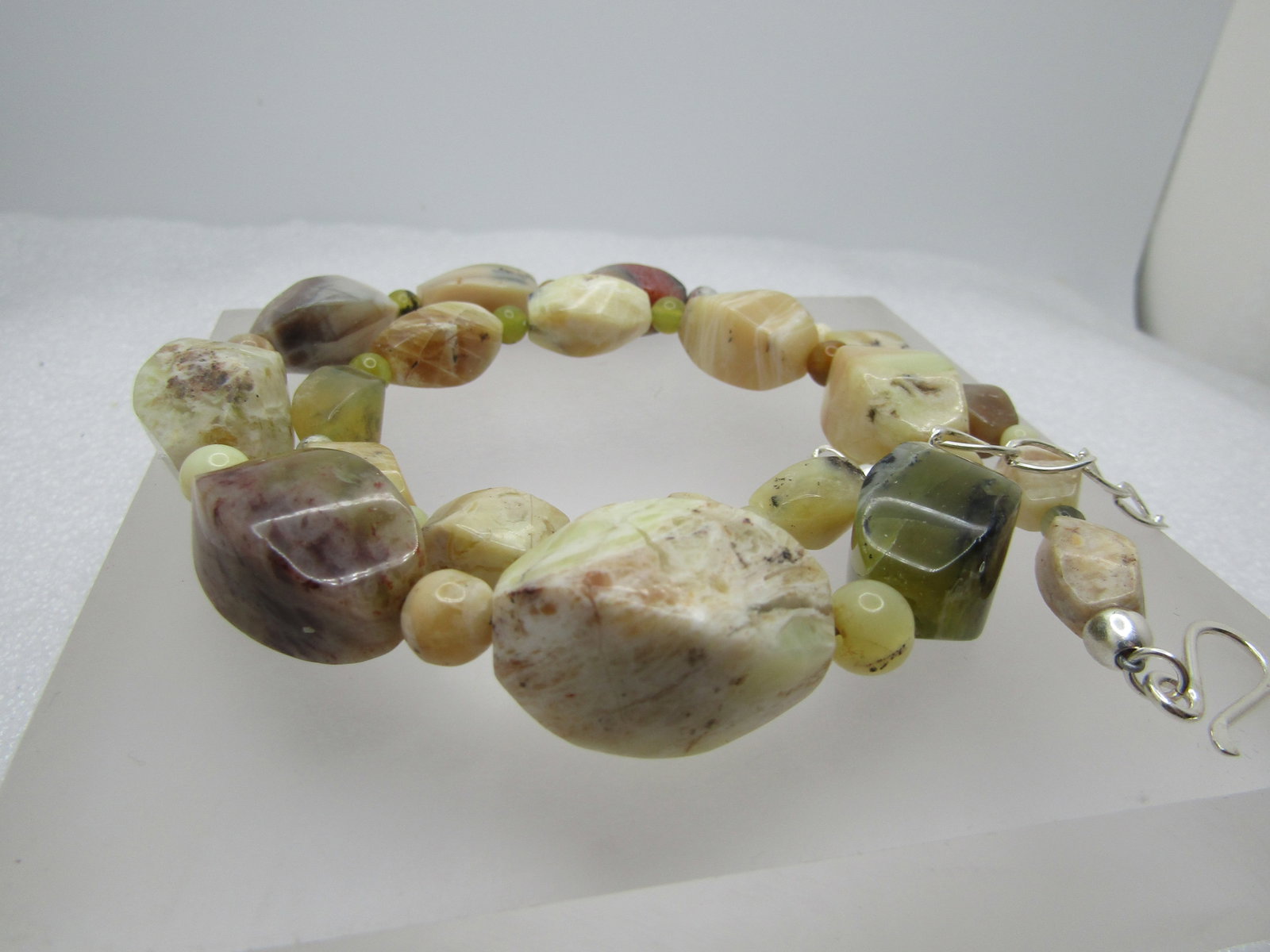 Vintage Jay King Mixed Agate Necklace, Sterling Clasp, Signed DTR, 21", 1990's - 5