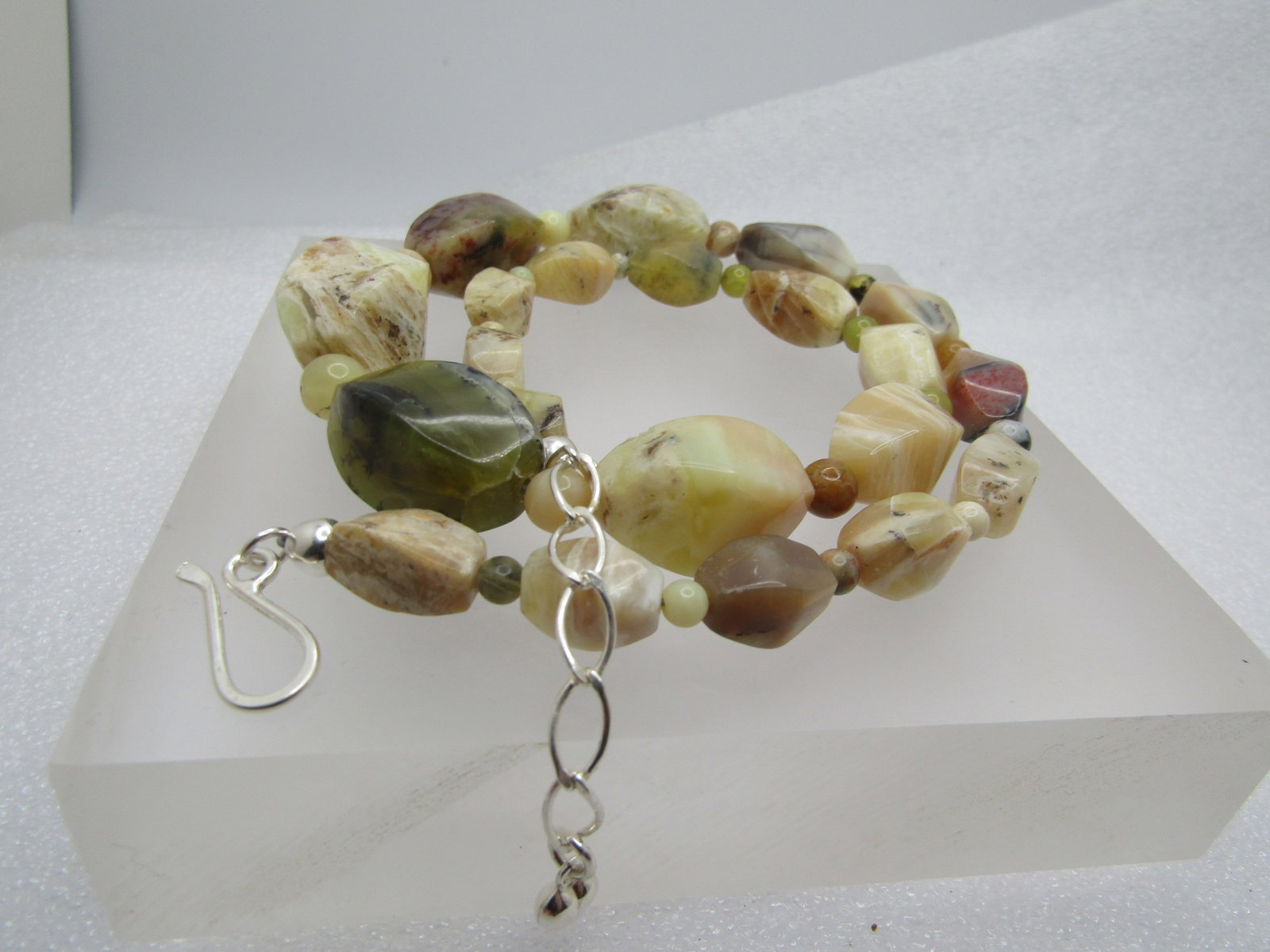 Vintage Jay King Mixed Agate Necklace, Sterling Clasp, Signed DTR, 21", 1990's - 6
