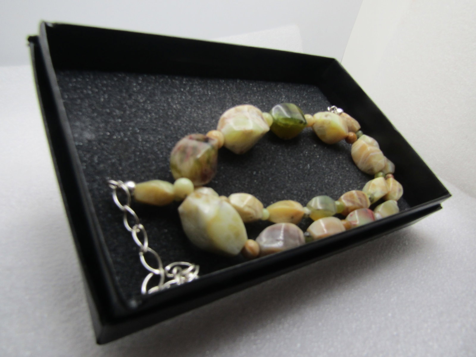 Vintage Jay King Mixed Agate Necklace, Sterling Clasp, Signed DTR, 21", 1990's - 7