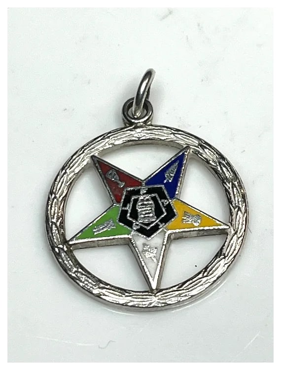 Estate Sterling Silver and Enamel Order of the Eastern Charm - 2