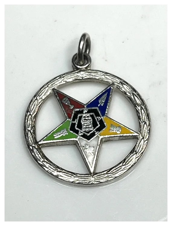 Estate Sterling Silver and Enamel Order of the Eastern Charm - 4