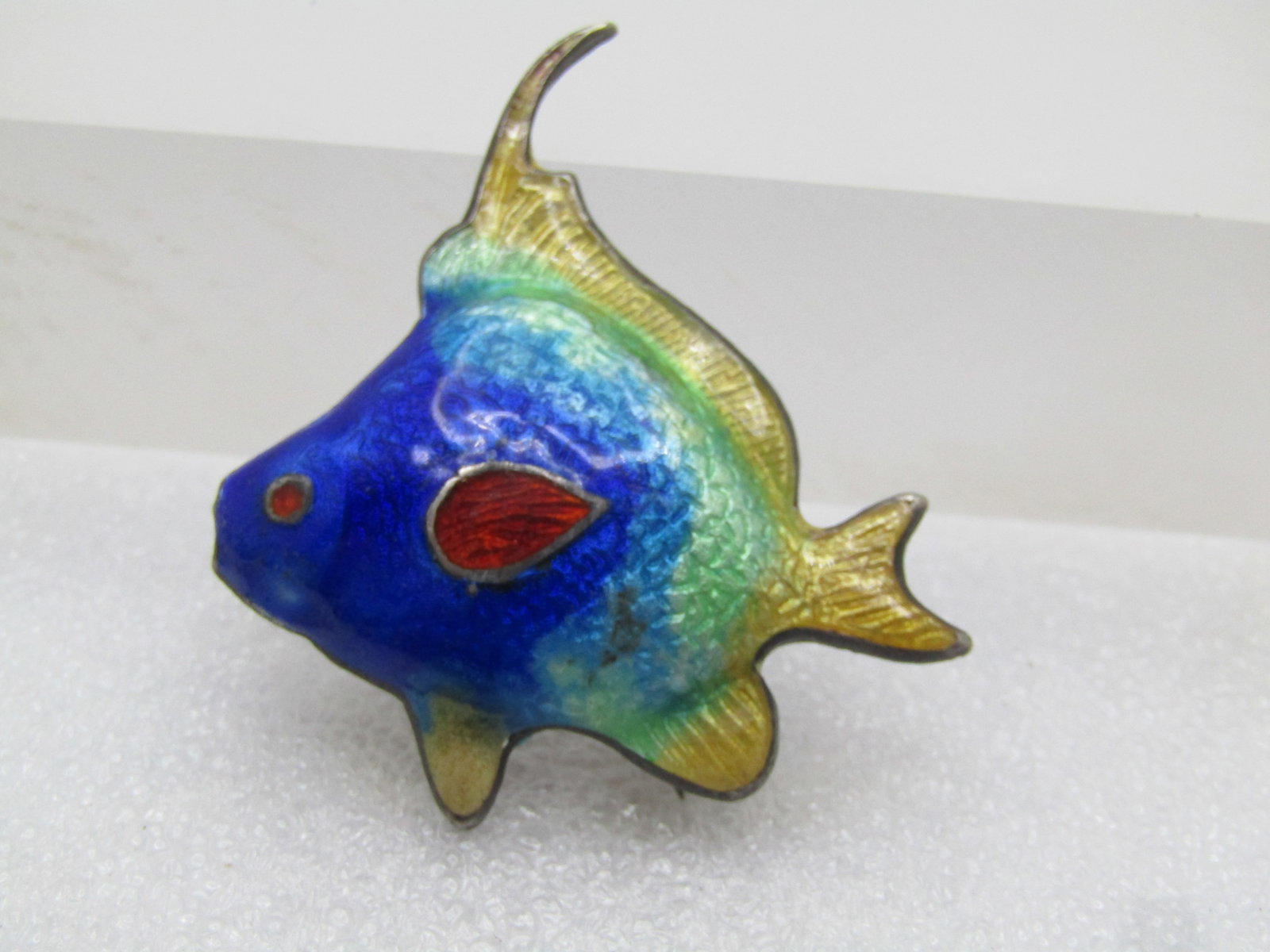 Vintage Sterling Guilloche Fish Brooch, 1940's-1960's, Signed: Title: Vintage Sterling Guilloche Fish Brooch, 1940's-1960's, Signed Description: Vintage Sterling Guilloche Fish Brooch, 1940's-1960's, Signed with what looks like BV000 or - it is also stamped sterl