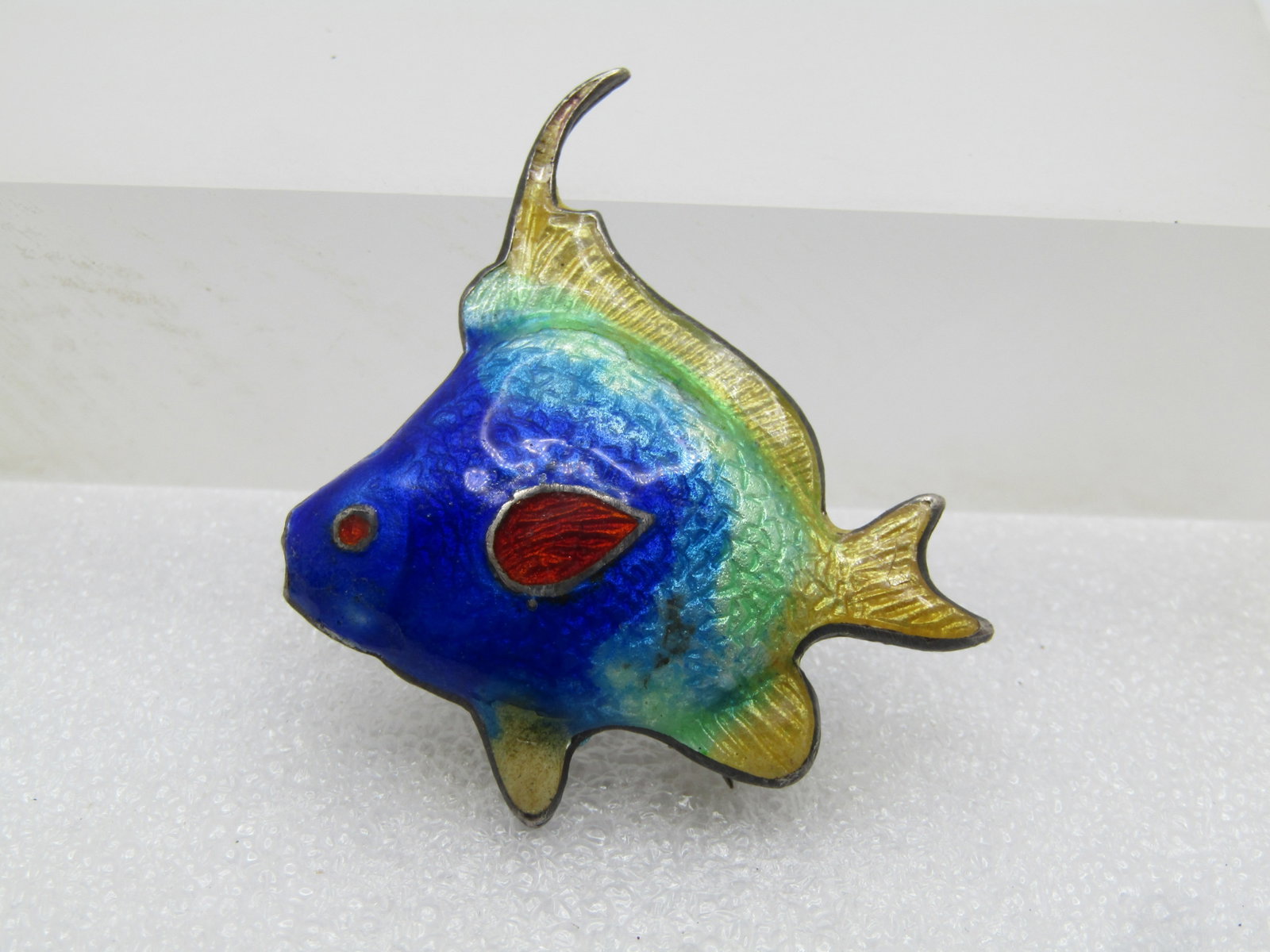 Vintage Sterling Guilloche Fish Brooch, 1940's-1960's, Signed - 3