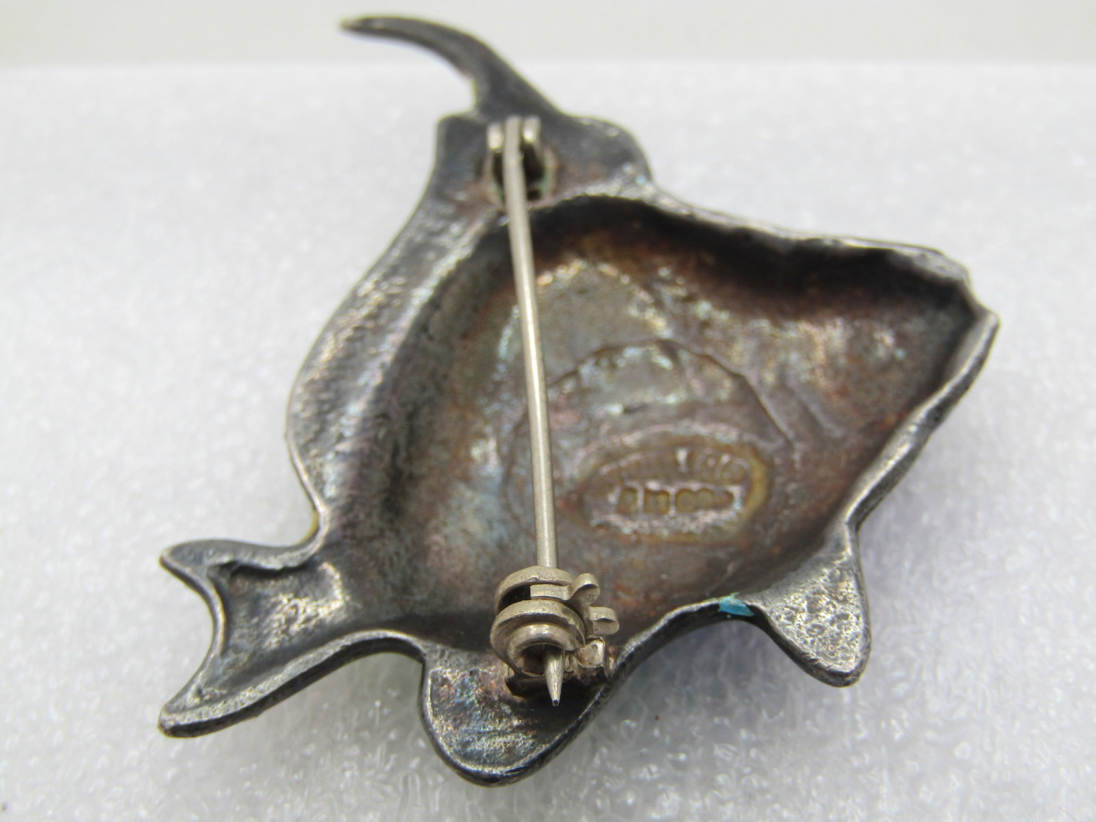 Vintage Sterling Guilloche Fish Brooch, 1940's-1960's, Signed - 5
