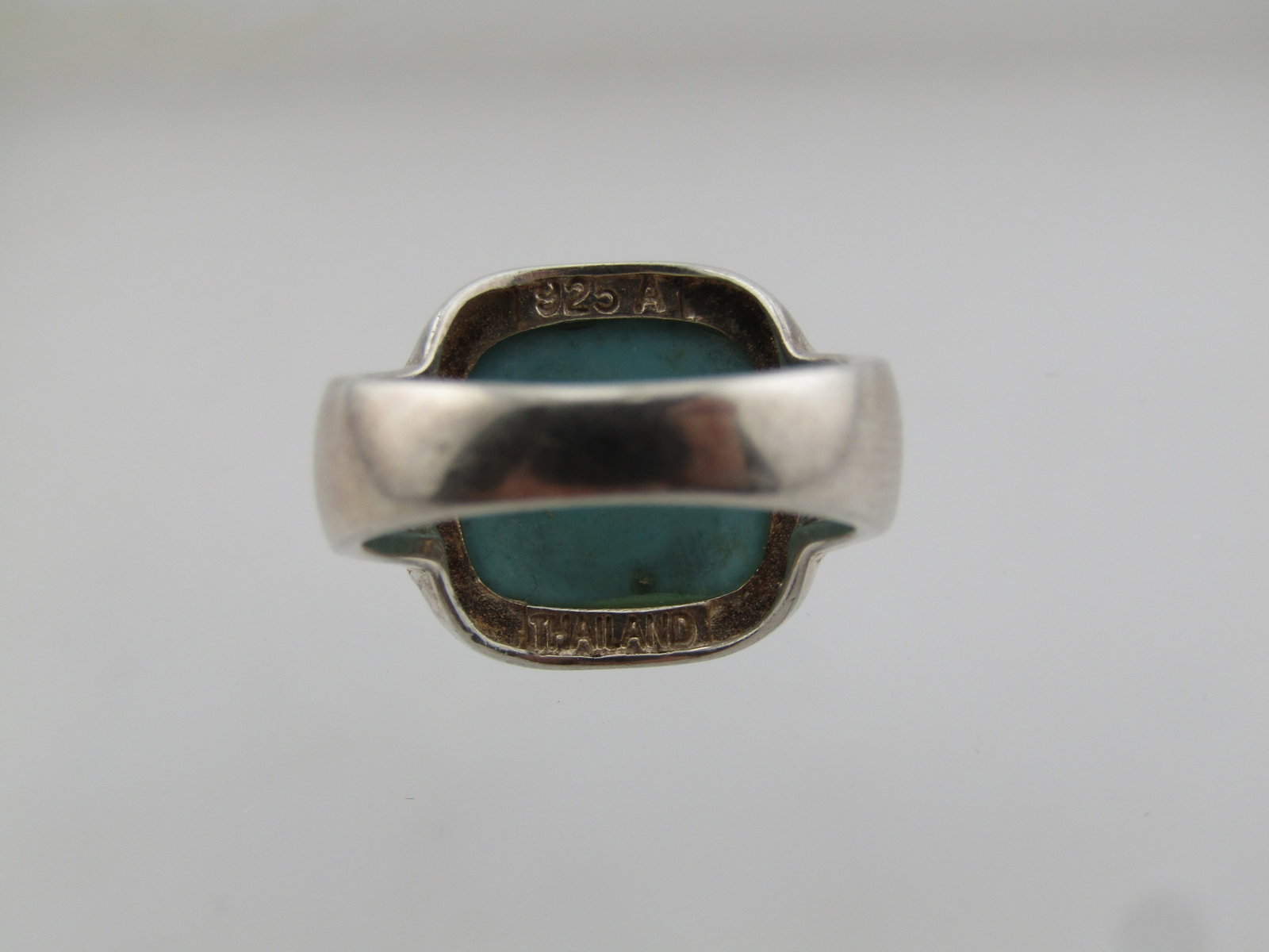 Vintage Sterling Faux Marcasite Turquoise Ring, Sz. 7.25, 1980's-1990's - 4