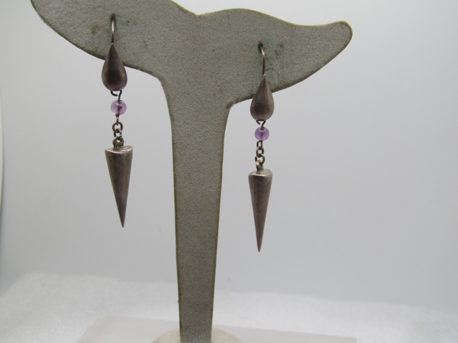 Vintage Sterling Conical Drop Earrings, Pierced, 1990's, Mod and Artsy. (1 of 7)