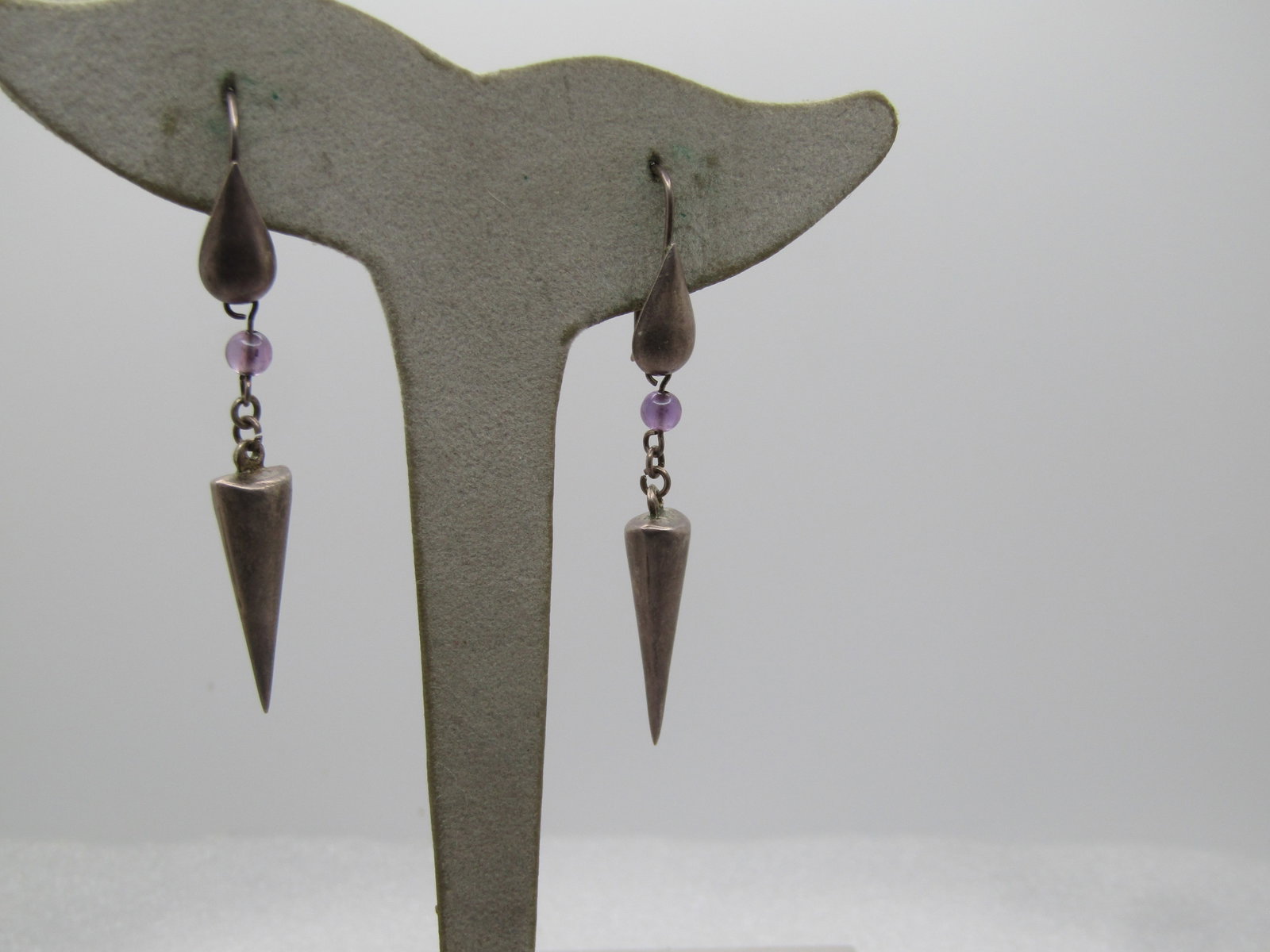 Vintage Sterling Conical Drop Earrings, Pierced, 1990's, Mod and Artsy. - 2