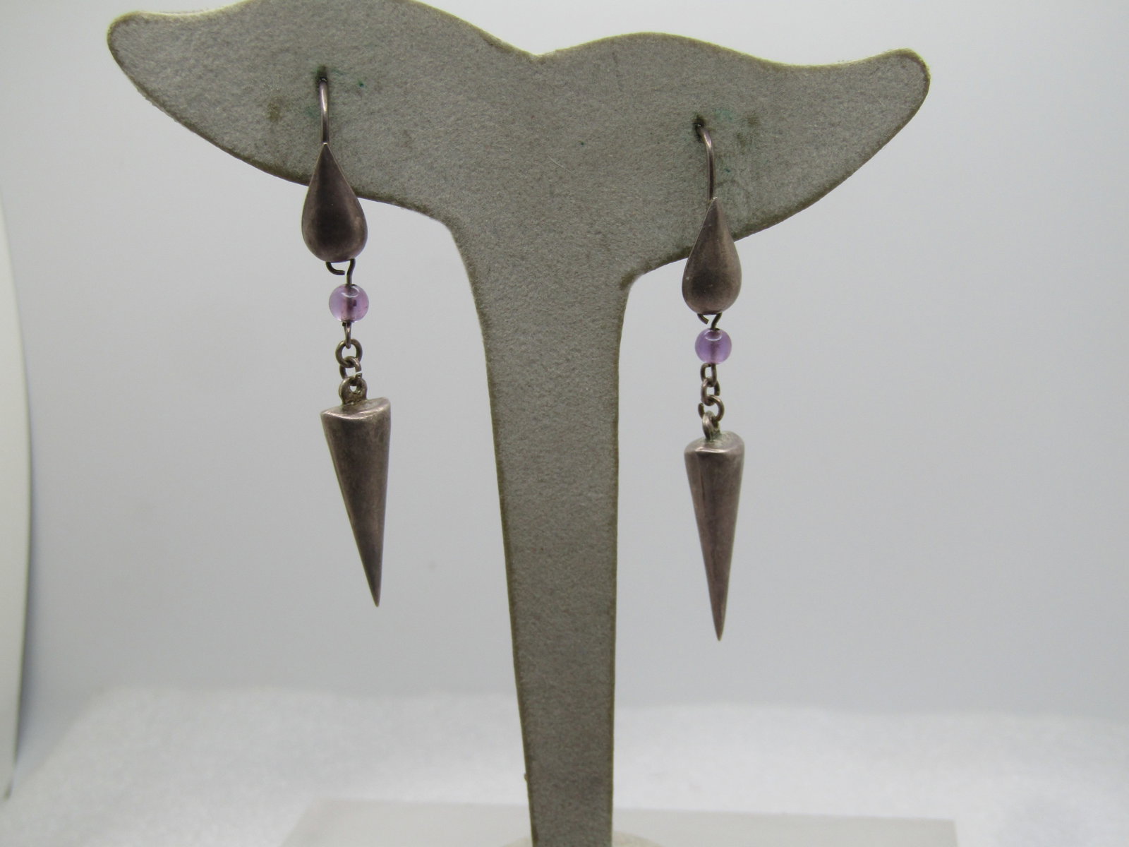 Vintage Sterling Conical Drop Earrings, Pierced, 1990's, Mod and Artsy. - 4