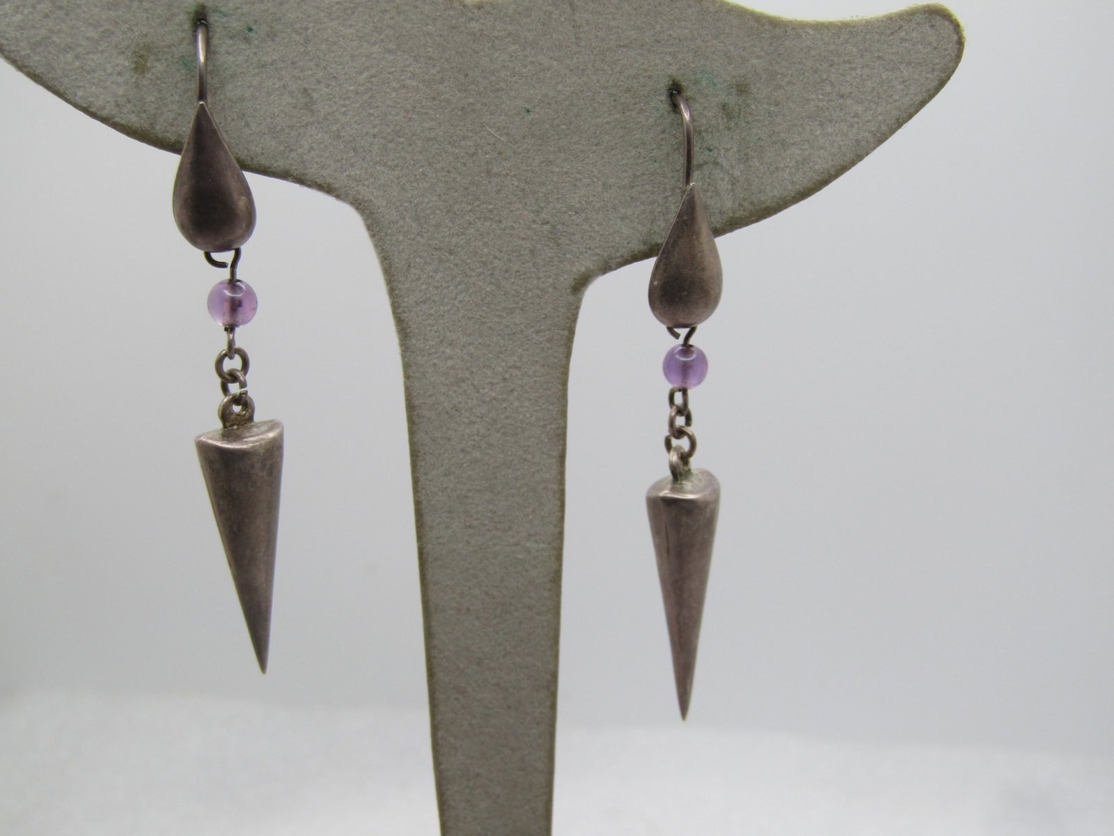 Vintage Sterling Conical Drop Earrings, Pierced, 1990's, Mod and Artsy. - 5