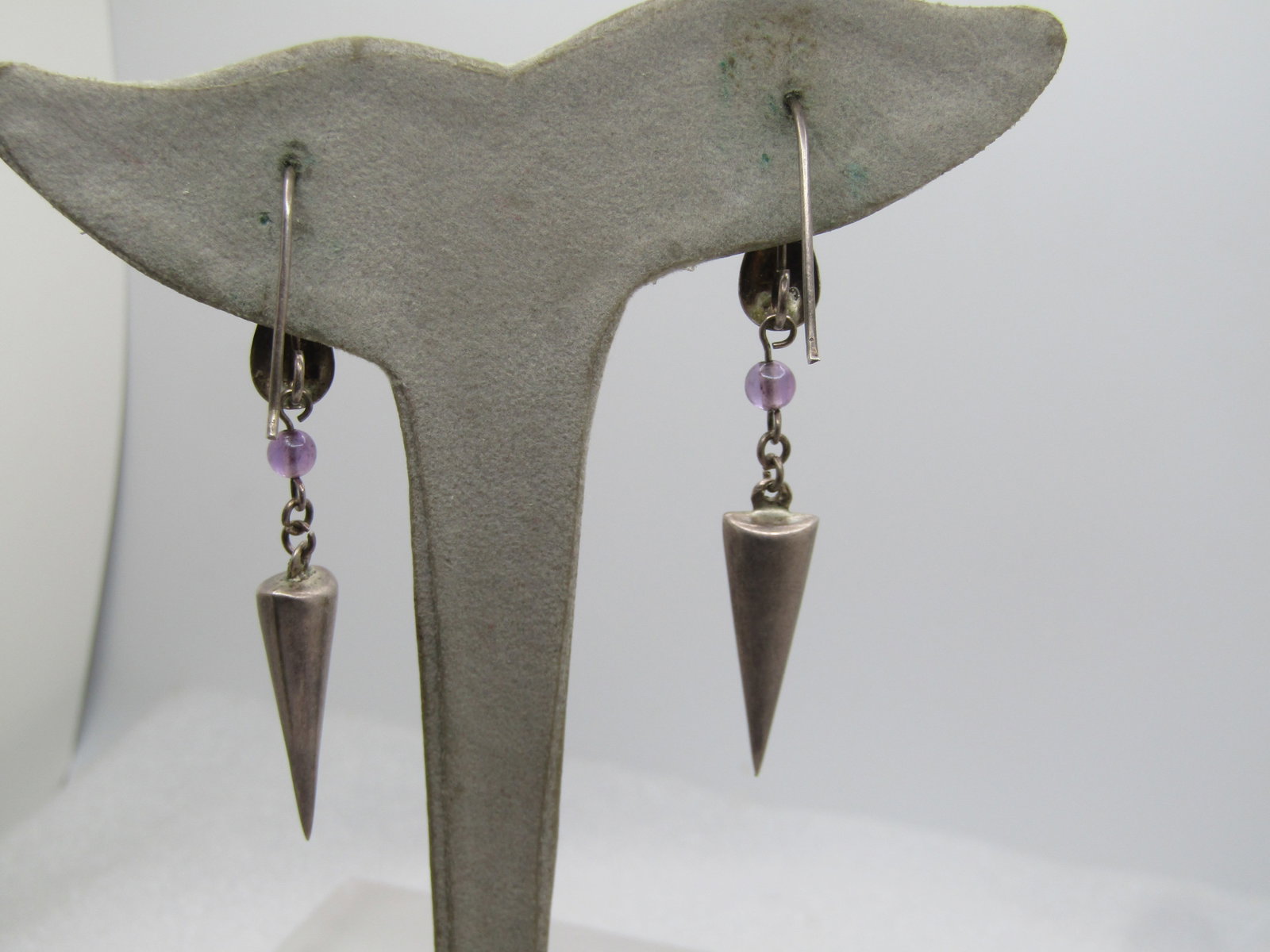 Vintage Sterling Conical Drop Earrings, Pierced, 1990's, Mod and Artsy. - 6