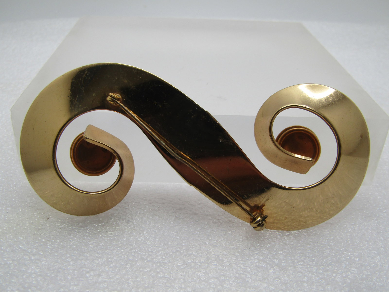Vintage Curved and Curled Brooch, Purple Glass Stones, Large S, 1960's - 4