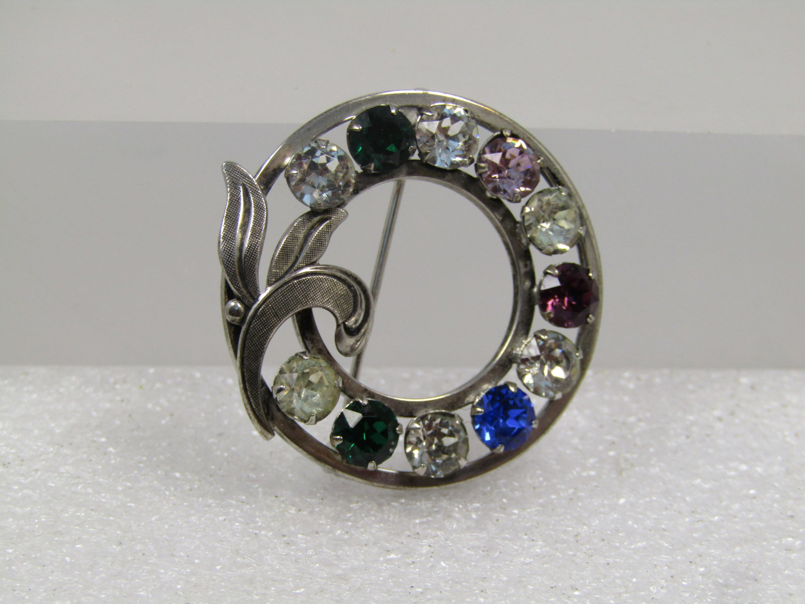 Vintage Sterling Rhinestone Circle Brooch, 1960's-1970's - 2
