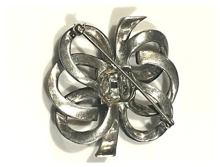 Vintage Judith Jack Sterling Silver Marcasite Ribbon Knot Brooch/Pin - 4
