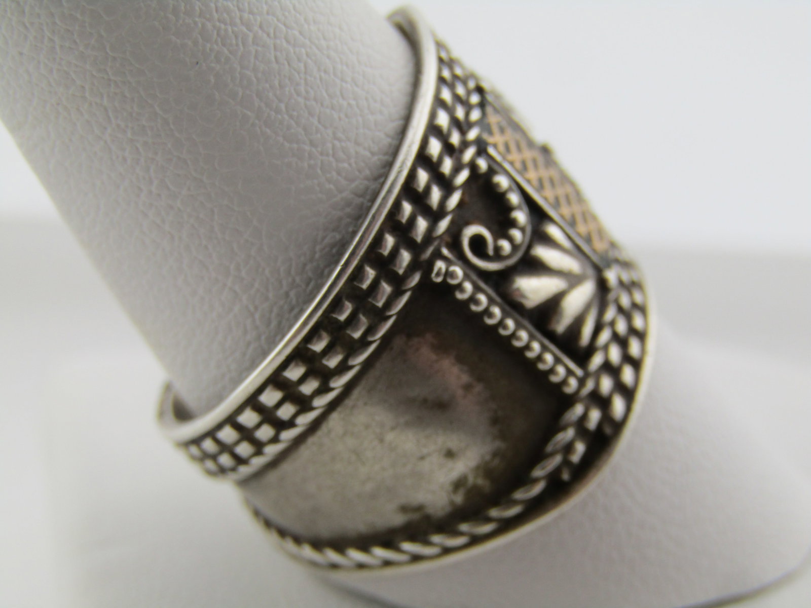 Vintage Sterling Wide Curved Ring, Size 11, Unisex, Post Mid-Century - 3