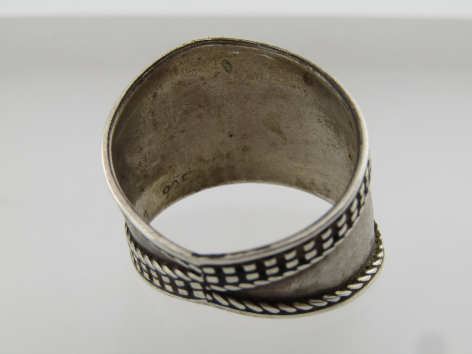 Vintage Sterling Wide Curved Ring, Size 11, Unisex, Post Mid-Century - 4