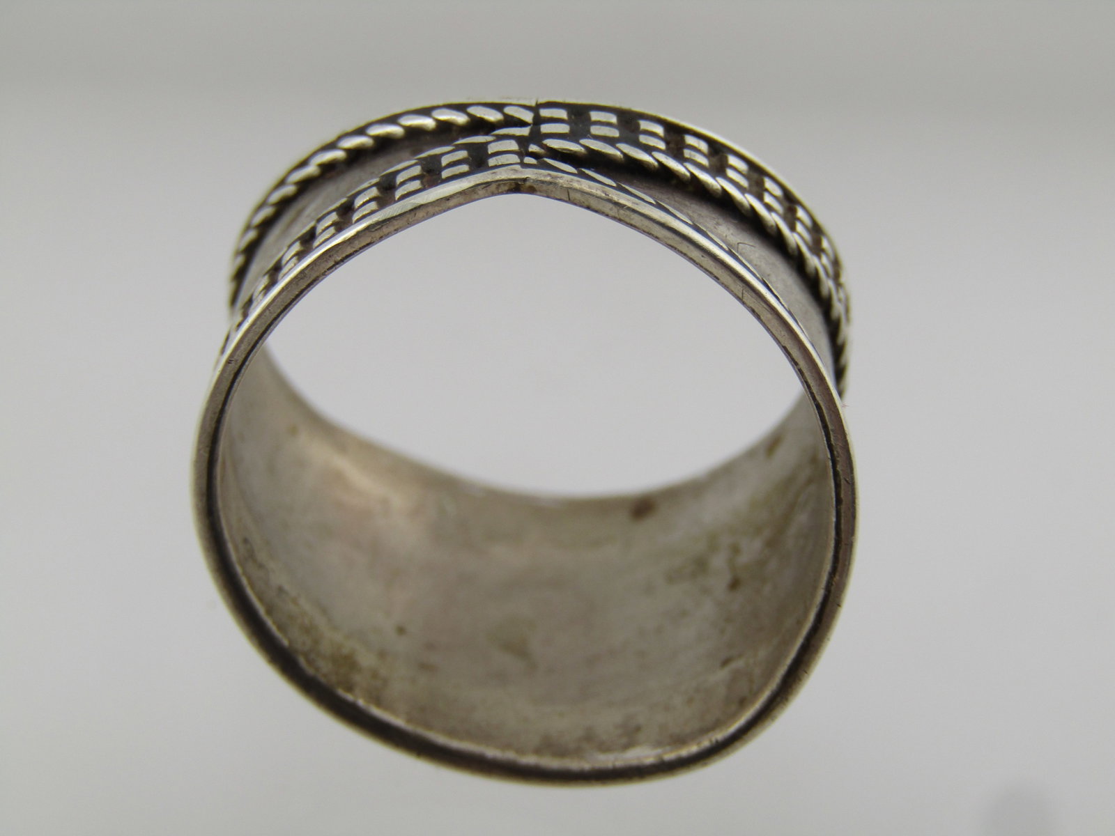 Vintage Sterling Wide Curved Ring, Size 11, Unisex, Post Mid-Century - 5