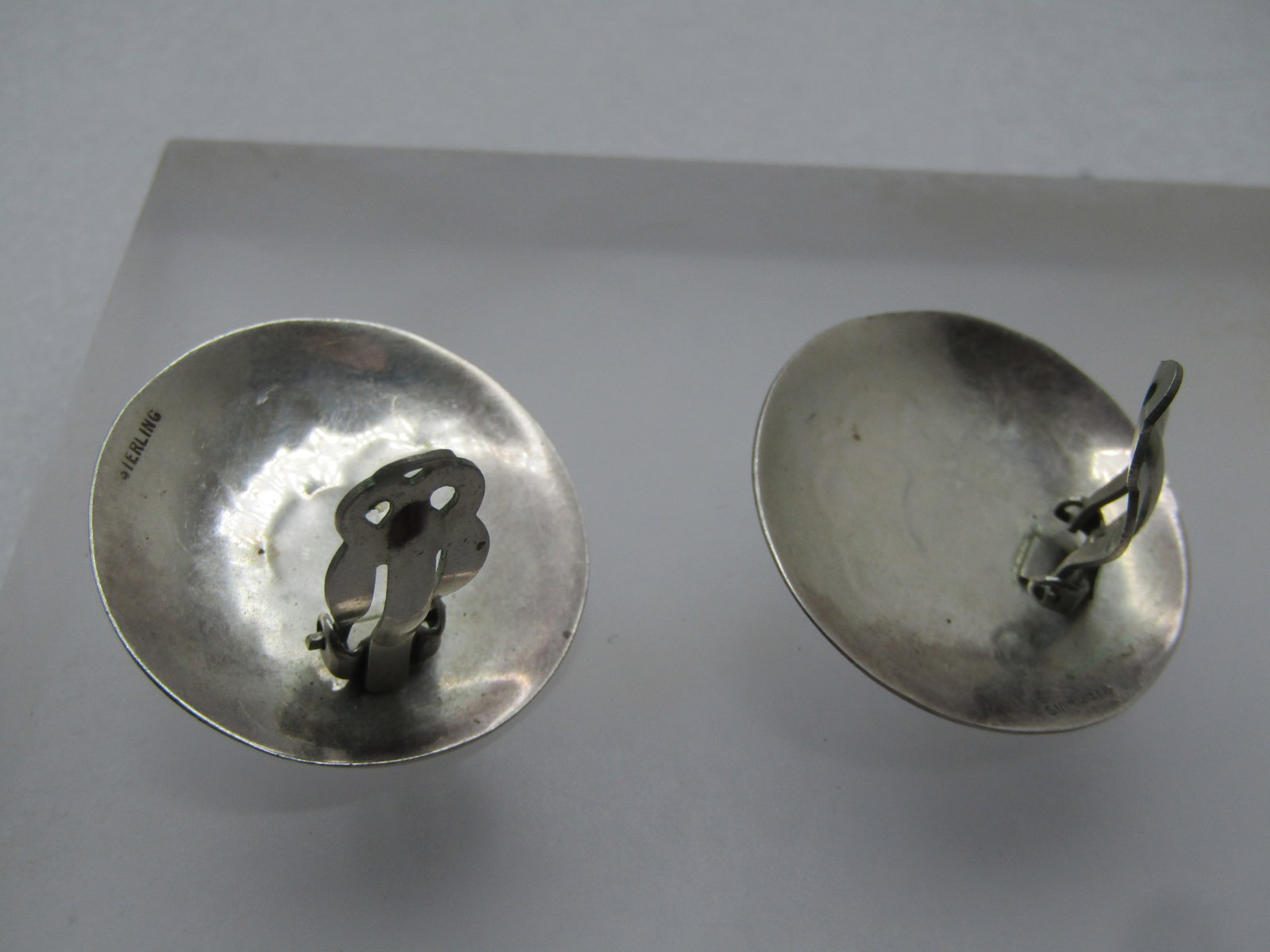 Vintage Sterling Southwestern Concho Turquoise Earrings, Clip, 1960's-1970's - 5