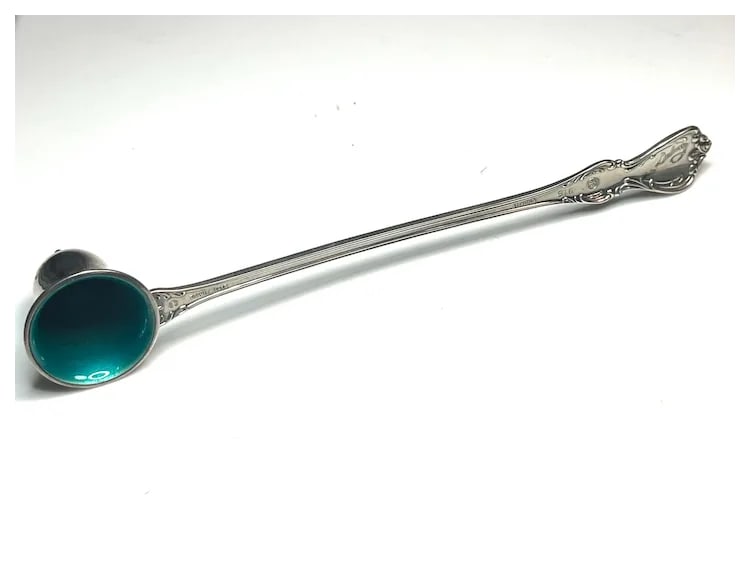 Vintage Sterling Silver Towle 1959 Green Enamel Debussy Candle Snuffer #516 - 3