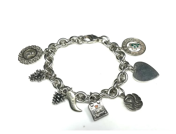 Vintage Sterling Silver Charm Bracelet 37.7 grams - 2