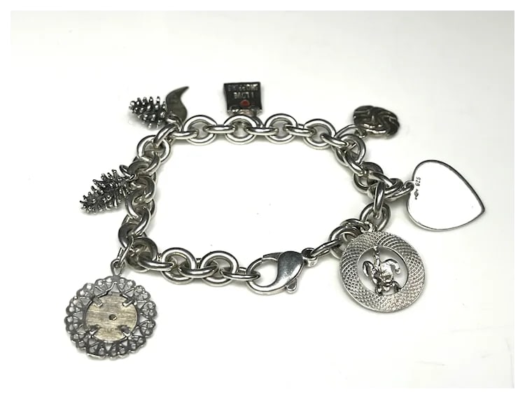 Vintage Sterling Silver Charm Bracelet 37.7 grams - 6