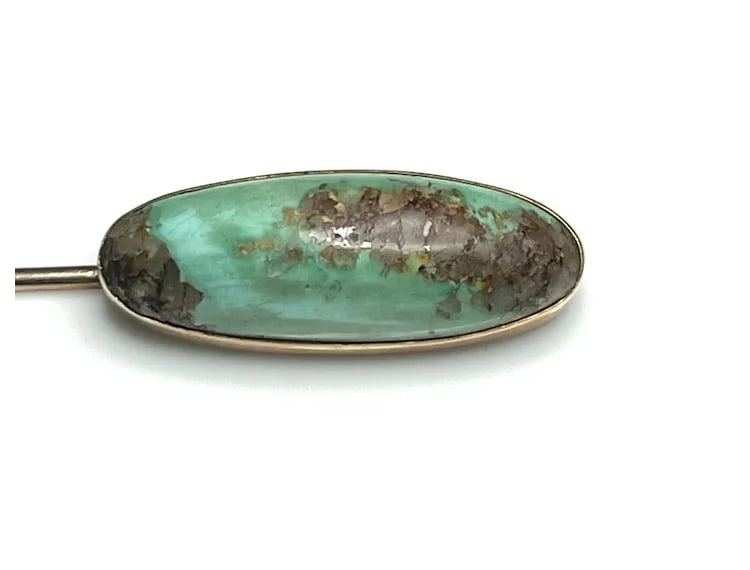 Vintage 10k Gold Stickpin with Oval Turquoise Stone - 3