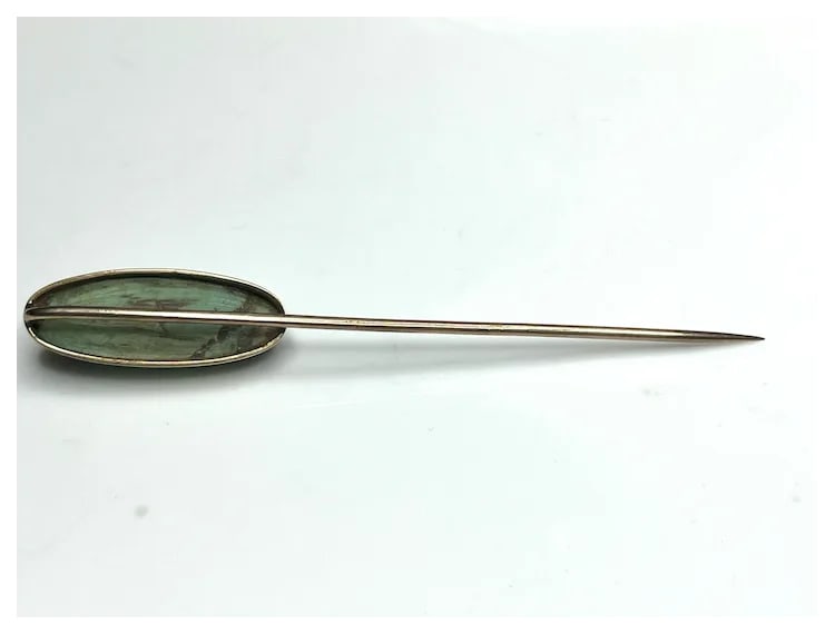 Vintage 10k Gold Stickpin with Oval Turquoise Stone - 4