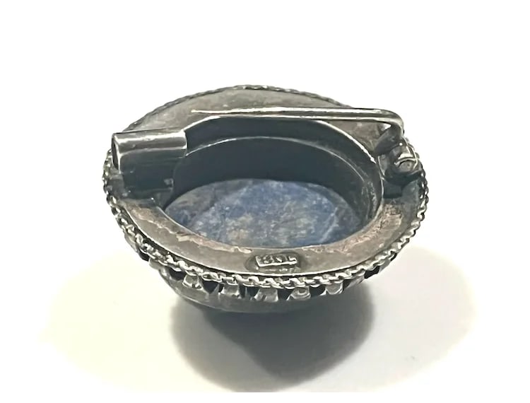Vintage 800 Silver Lapis Brooch - 7