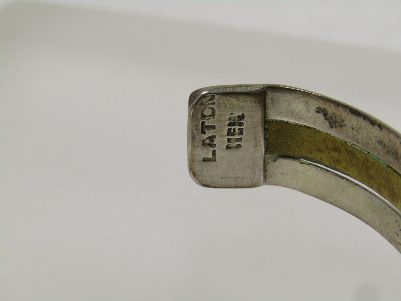 Vintage Sterling and Brass Cuff Bracelet , 7", Mexico 1980', Signed - 6
