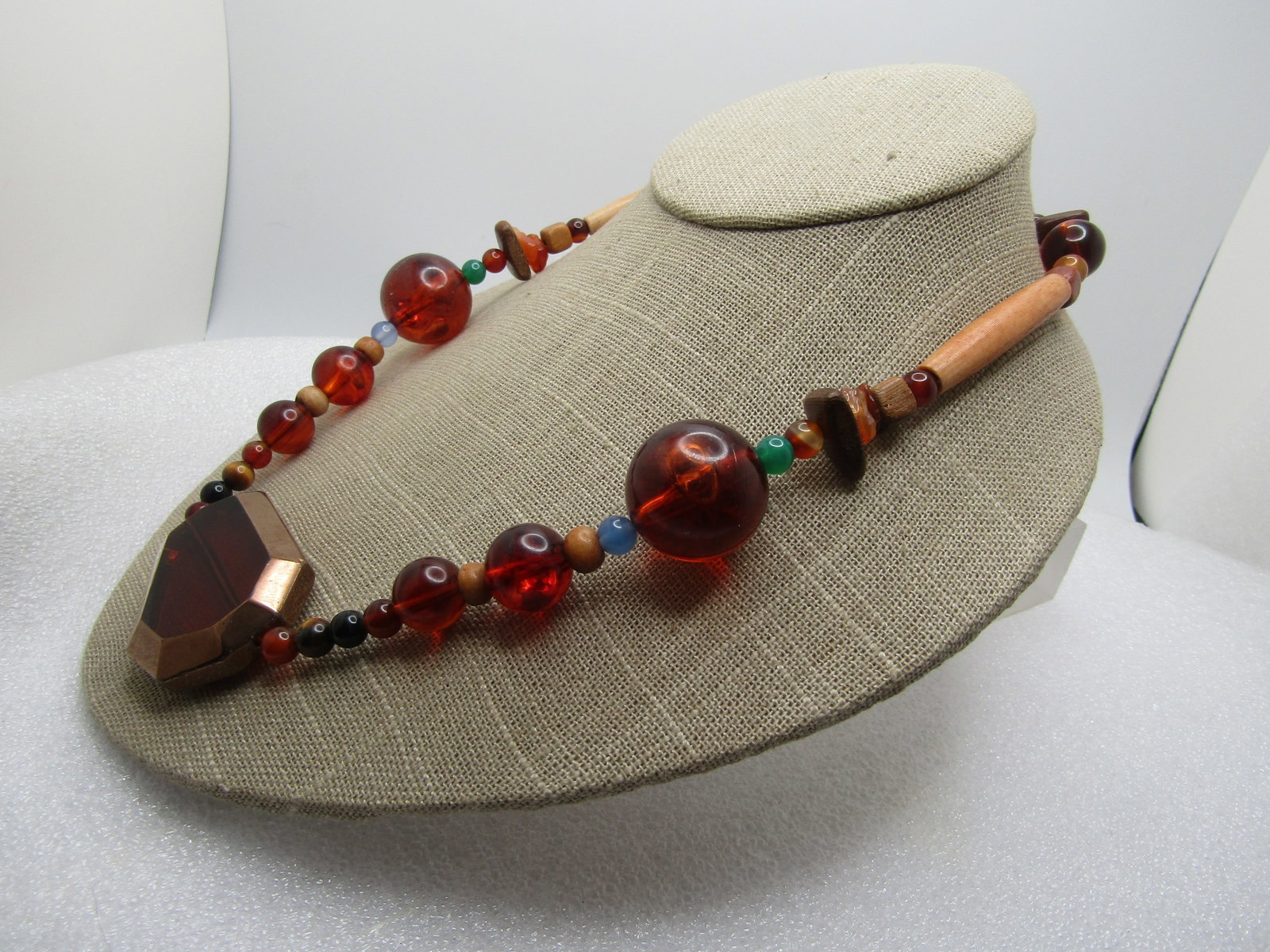 Vintage Mixed Beaded Necklace, Tiger's Eye Plus 19.5", 1960's-1970's - 2