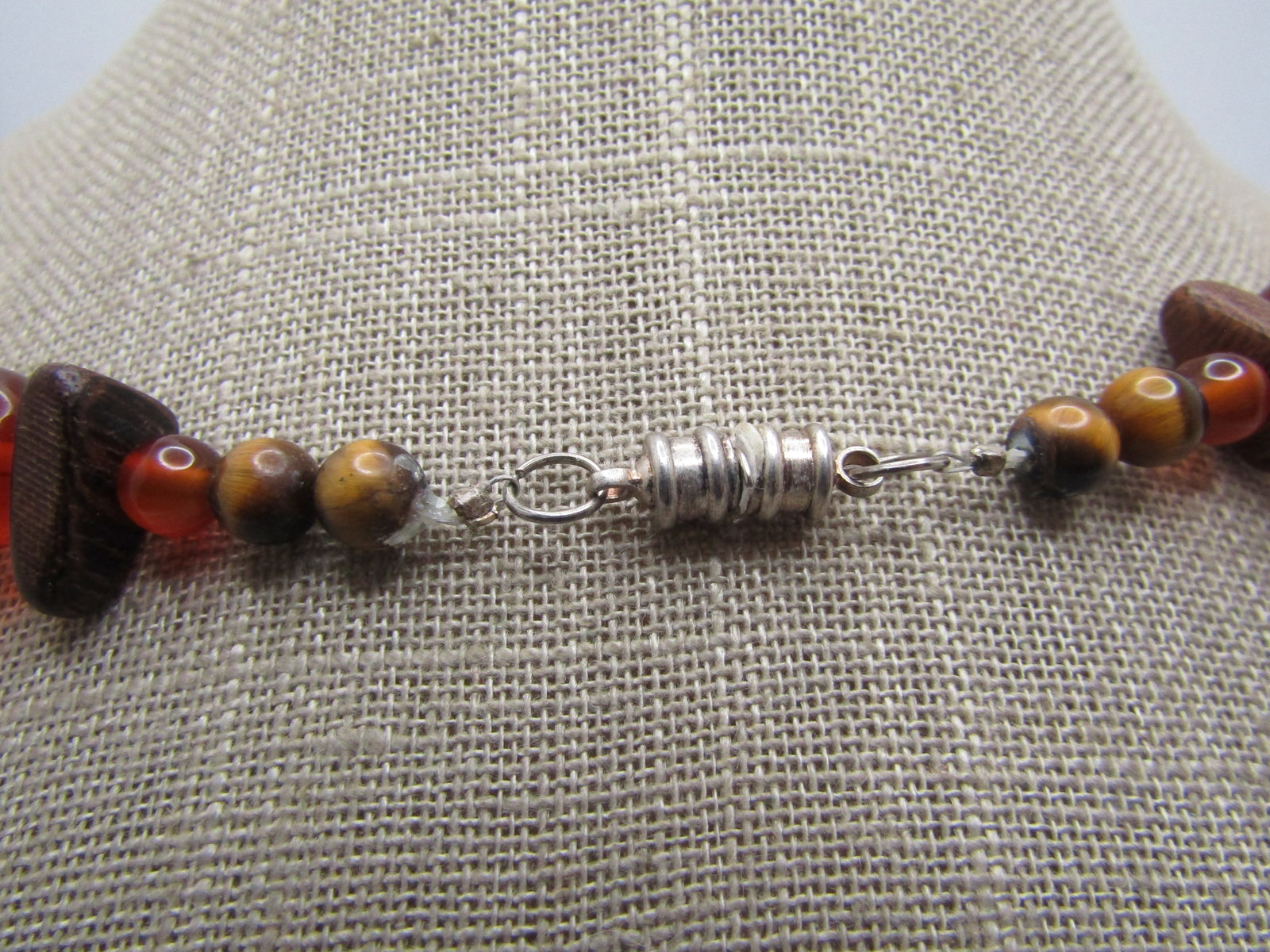 Vintage Mixed Beaded Necklace, Tiger's Eye Plus 19.5", 1960's-1970's - 4