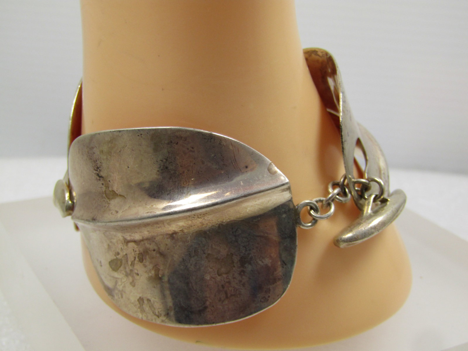 Vintage Sterling Wide Modernist Bracelet Toggle Clasp, Signed RGN, 1990's - 3