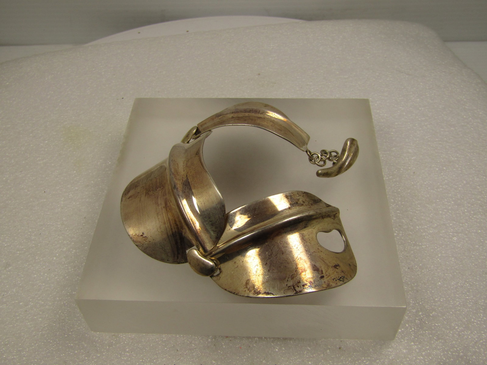 Vintage Sterling Wide Modernist Bracelet Toggle Clasp, Signed RGN, 1990's - 5