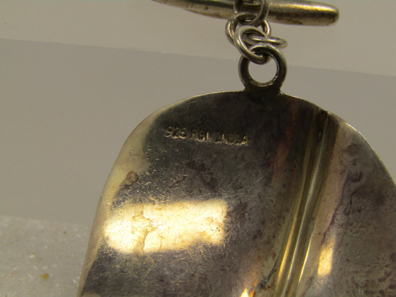 Vintage Sterling Wide Modernist Bracelet Toggle Clasp, Signed RGN, 1990's - 9