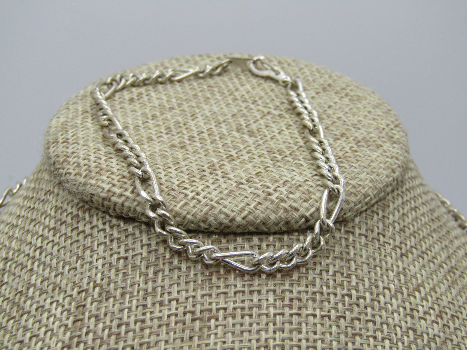 Vintage Figaro Link Necklace/Bracelet Set, 19"/7", Silver tone , 1960's-1970's - 2