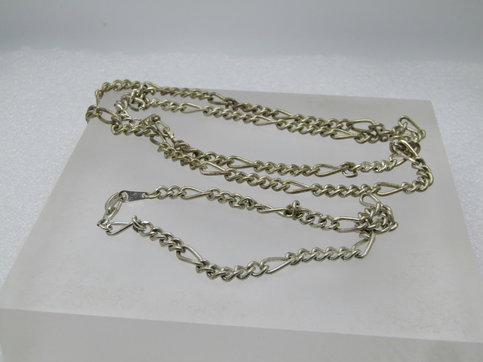 Vintage Figaro Link Necklace/Bracelet Set, 19"/7", Silver tone , 1960's-1970's - 4