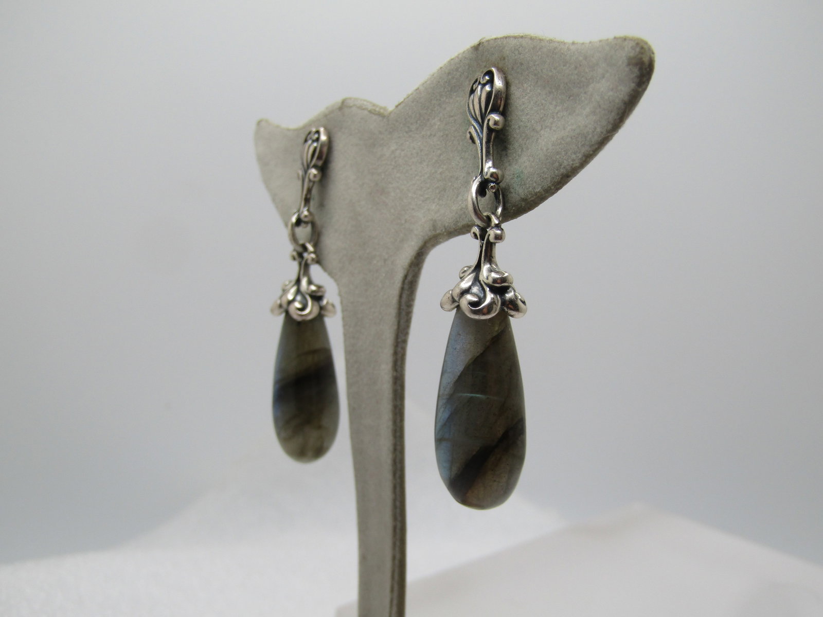Vintage Sterling Labradorite Drop Earrings, Carolyn Pollack Relios, 1990's - 2