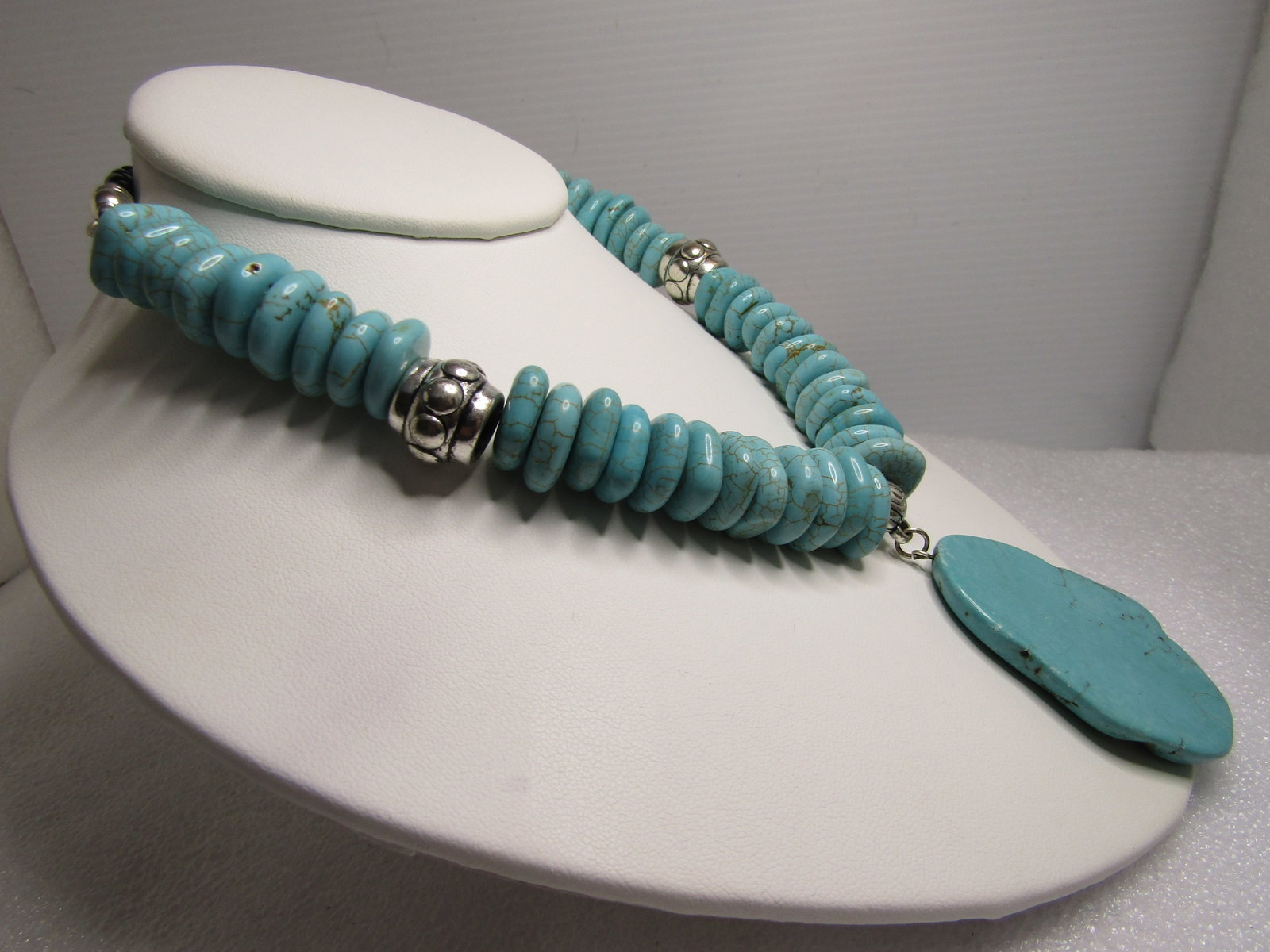 Southwestern Turquoise Dyed Stone Necklace, 21", 1990's-2000's - 2