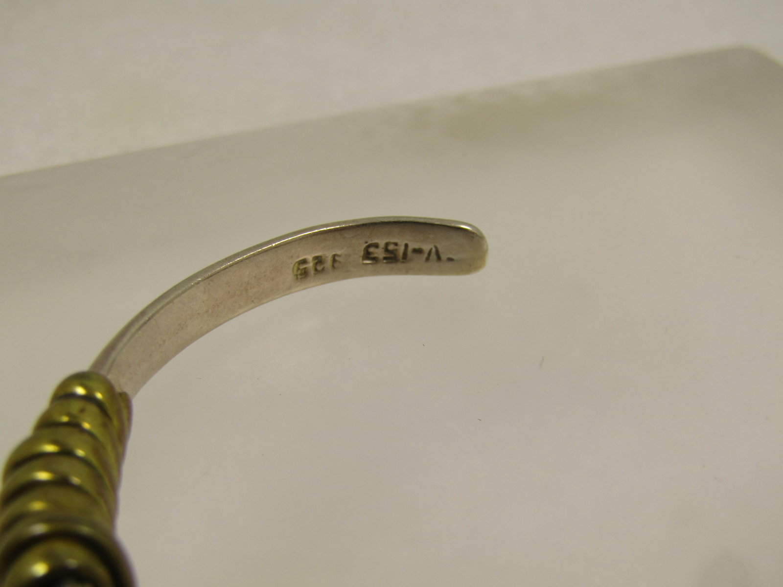 Vintage Sterling and Brass Cuff Bracelet, 6.75", 1980's, Unisex - 7