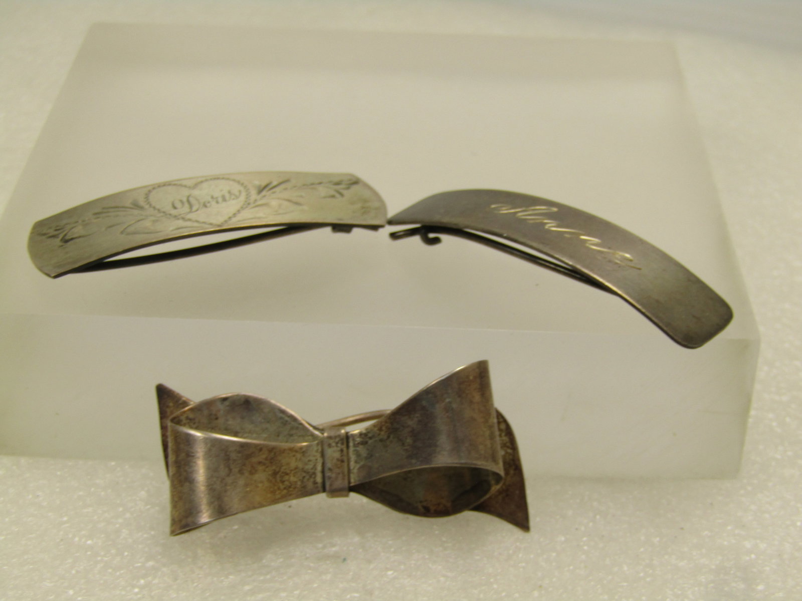 Vintage Sterling Silver Barrettes , Marked Sterling, Some Signed. 1930's - 2