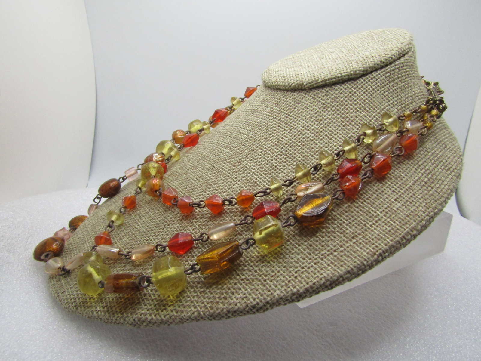 Vintage Triple Strand Glass Beaded Necklace 16", 18", 20" , Coldwater Creek 1980's-1990's - 2
