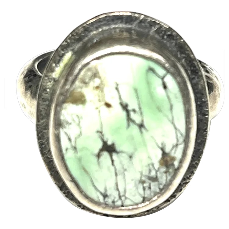 Vintage Olive Bungalow Sterling Silver Turquoise Hand Hammered Ring (1 of 11)