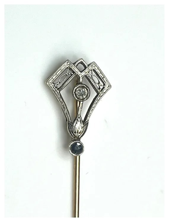 Victorian 14k Gold and Diamond Filigree Stickpin - 3