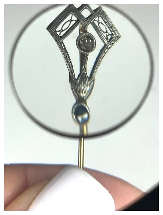 Victorian 14k Gold and Diamond Filigree Stickpin - 8